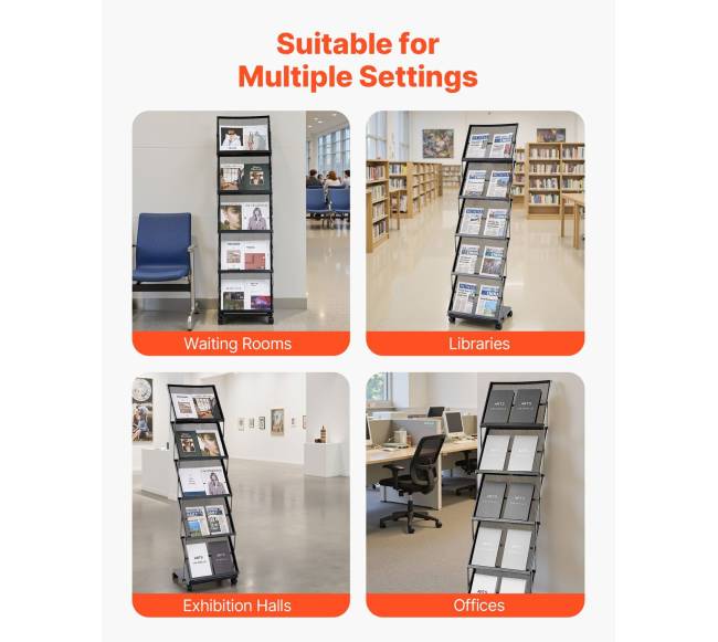 Sulankstomas brošiūrų laikiklis su ratukais5