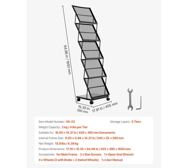 Sulankstomas brošiūrų laikiklis su ratukais6