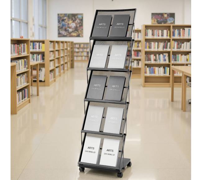 Sulankstomas brošiūrų laikiklis su ratukais7