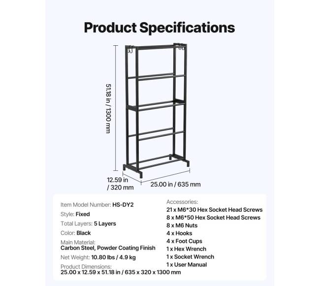 3D spausdintuvo siūlų laikymo lentyna, 5 aukštų6