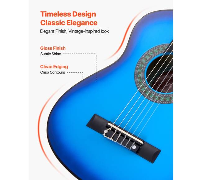 Klasikinė gitara su priedais, 780 mm, mėlyna4