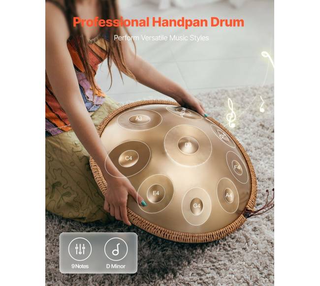 Plieno rankų būgnas, 56 cm, 9 natų1