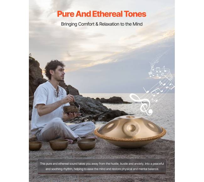 Plieno rankų būgnas, 56 cm, 9 natų2