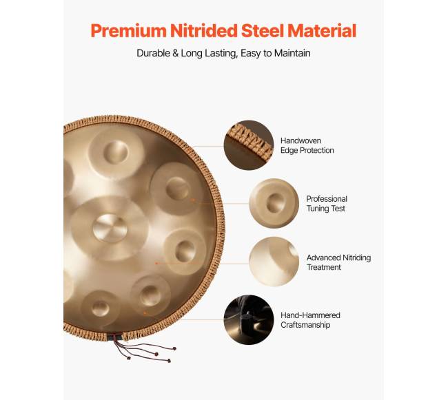 Plieno rankų būgnas, 56 cm, 9 natų3