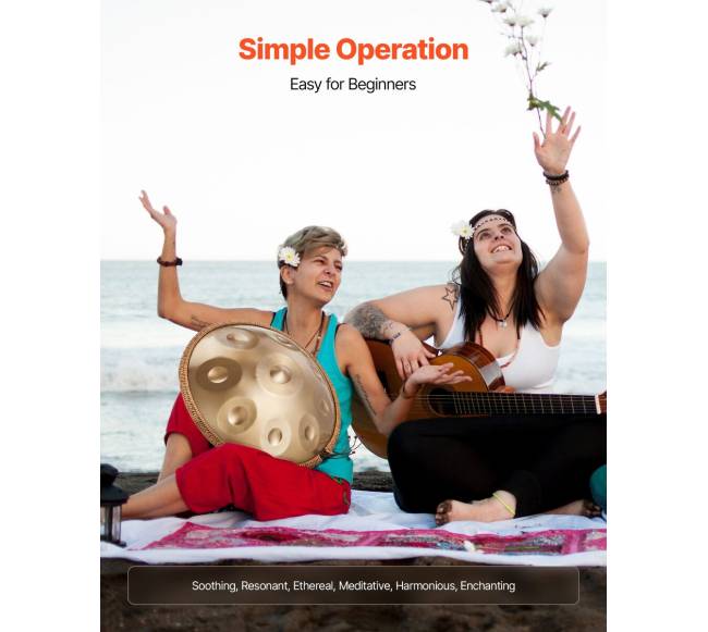 Plieno rankų būgnas, 56 cm, 9 natų5