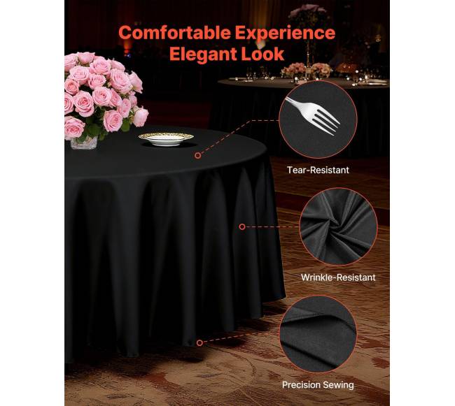 Juodi apvalūs staltiesės 120 cm2