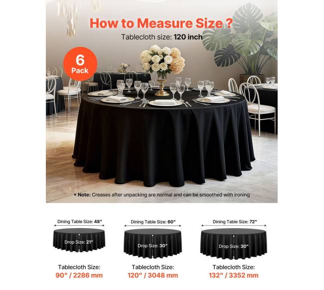 Juodi apvalūs staltiesės 120 cm4
