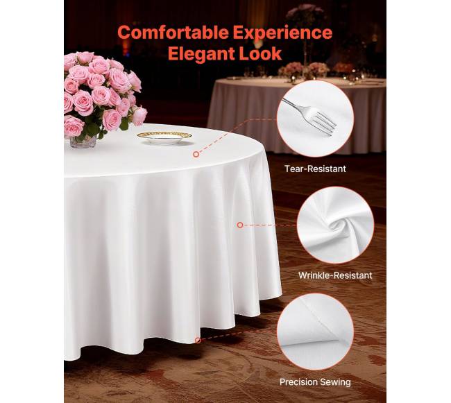 Apvalūs balti staltiesių komplektai 10 vnt2