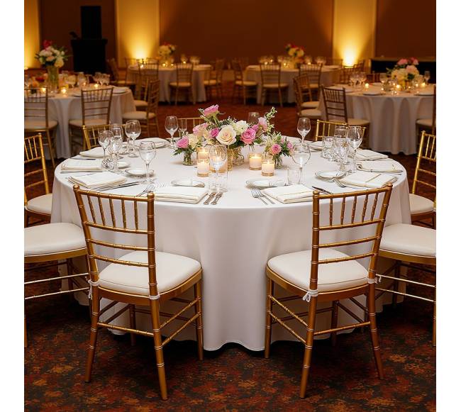 Apvalūs balti staltiesių komplektai 10 vnt7