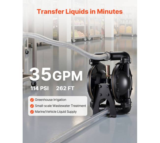 Oro veikiama dviguba diafragminė pompa, 132.5 LPM2