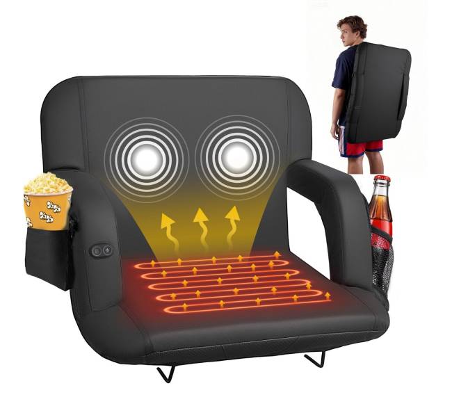 Šildoma stadiono kėdė, 63.5 cm su 4 kišenėmis0