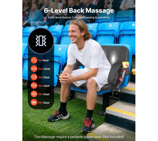 Šildoma stadiono kėdė, 63.5 cm su 4 kišenėmis1