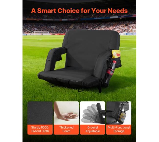 Šildoma stadiono kėdė, 63.5 cm su 4 kišenėmis4