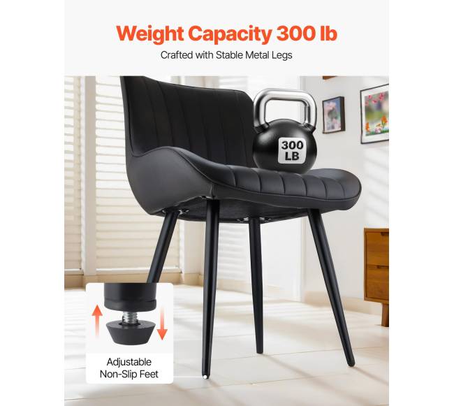 Valgomojo akcentinės kėdės, 8 vienetai, juodos3