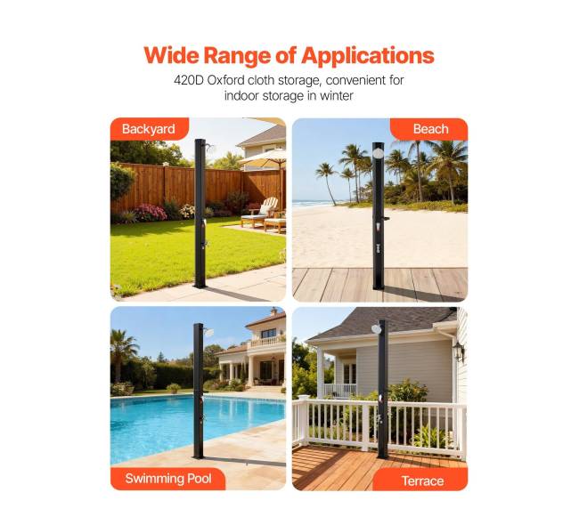 35 l saulės šildomas lauko dušas, juodas5