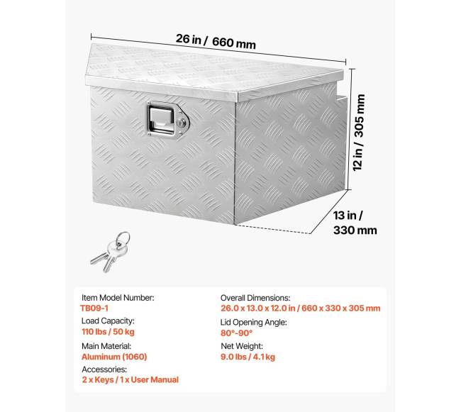 Aliumininė priekabos įrankių dėžė su užraktu6