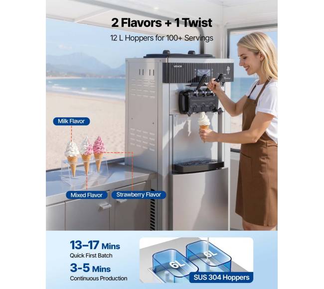 Komercinė ledų gaminimo mašina, 3 skonių4