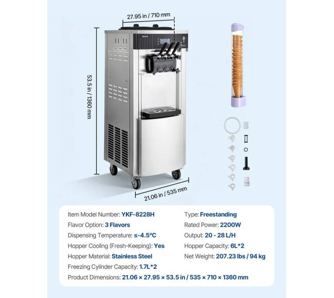 Komercinė ledų gaminimo mašina, 3 skonių6