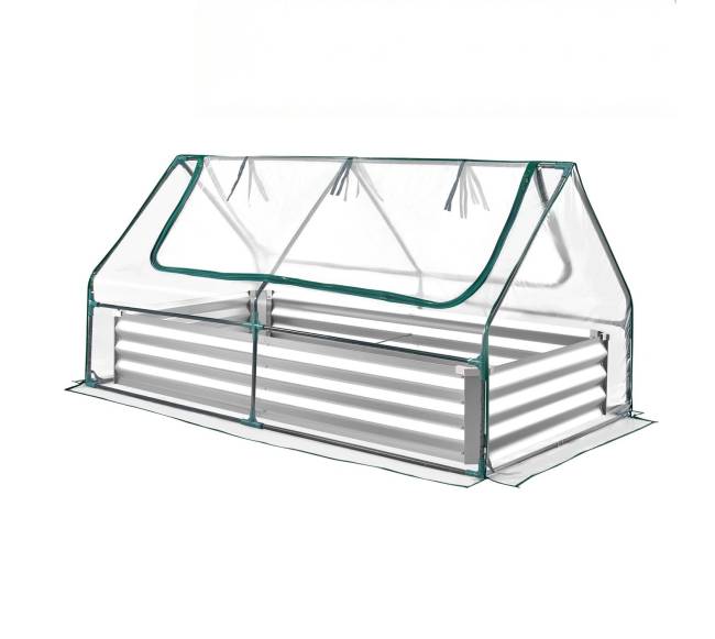 Stačiakampė paaukštinta lysvė su dangčiu, sidabrinė0