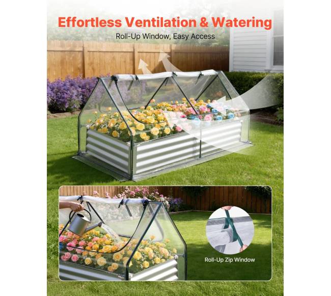 Stačiakampė paaukštinta lysvė su dangčiu, sidabrinė3