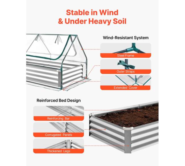 Stačiakampė paaukštinta lysvė su dangčiu, sidabrinė4