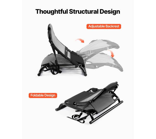Sulankstoma baidarės kėdė, reguliuojama atlošimo kampo ir diržų2