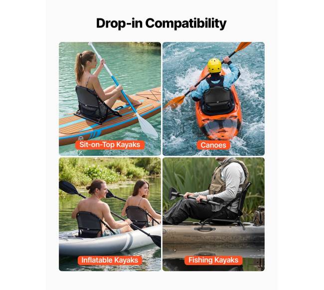 Sulankstoma baidarės kėdė, reguliuojama atlošimo kampo ir diržų3