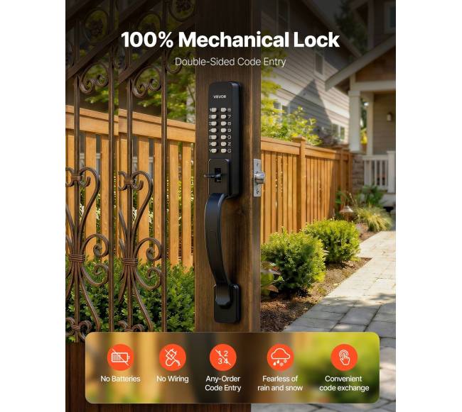 Mechaninė be rakto durų spyna įėjimui1