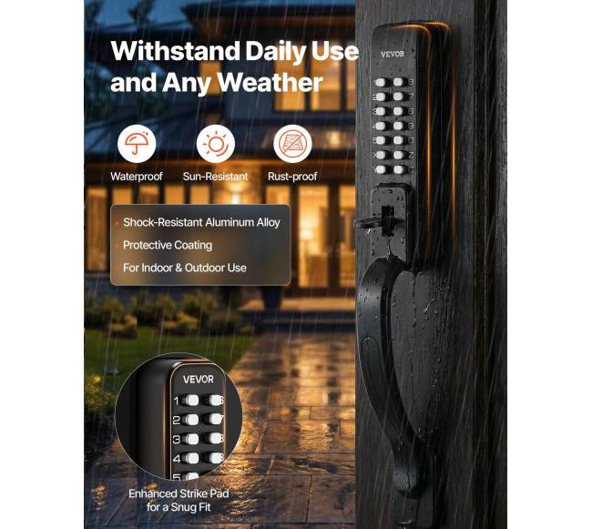 Mechaninė be rakto durų spyna įėjimui5