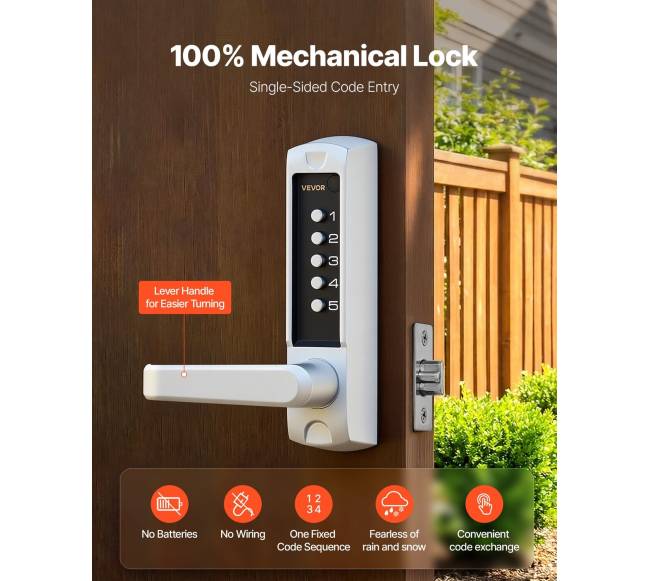 Mechaninė kodinė durų spyna su rankena, išorės ir vidaus1