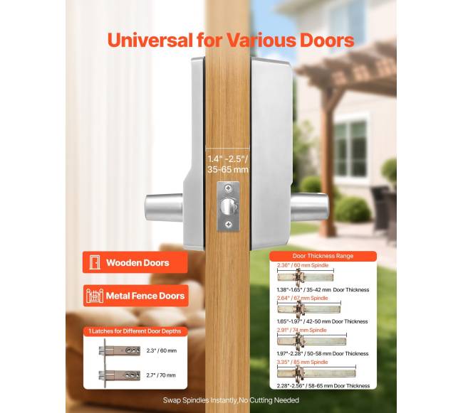 Mechaninė kodinė durų spyna su rankena, išorės ir vidaus2