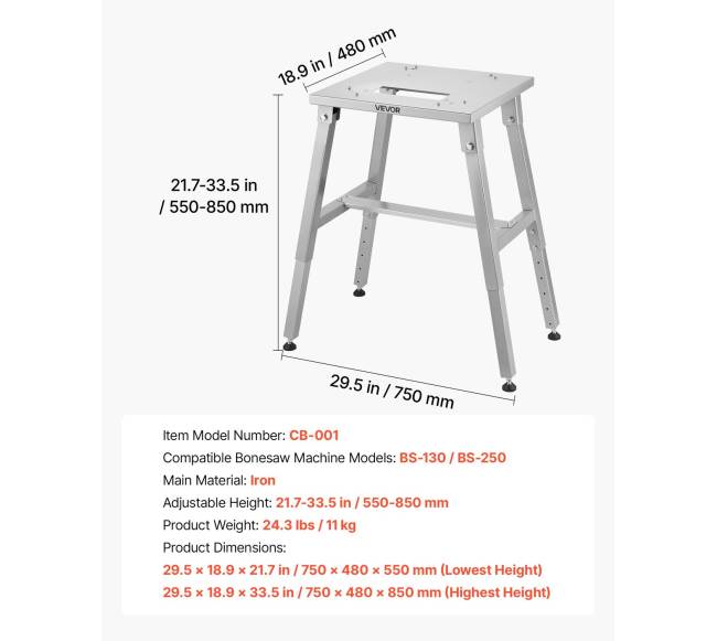 Elektrinis mėsos pjūklo stovas su reguliuojamu aukščiu6