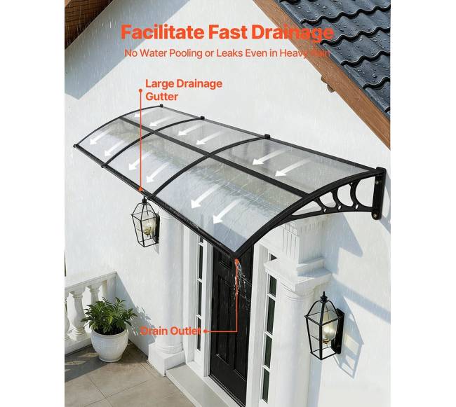 Durų stogelis su drenažu ir ABS laikikliu1