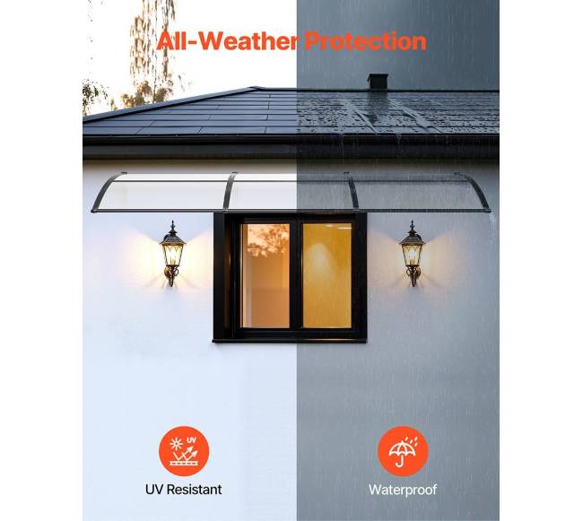 Durų stogelis su drenažu ir ABS laikikliu2