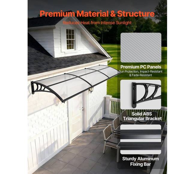 Durų stogelis su drenažu ir ABS laikikliu3