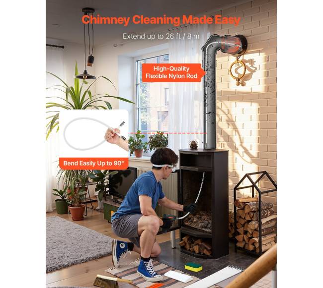 Židinio valymo komplektas, 8 m prailginamas2