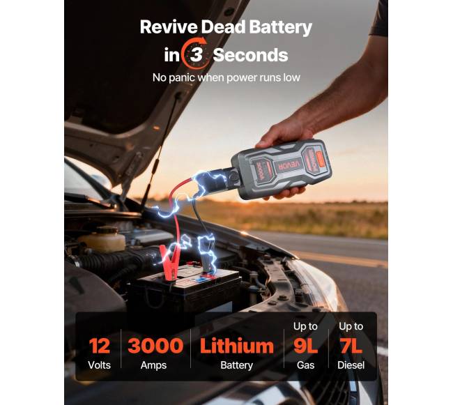 Automobilio paleidimo įrenginys 3000A, 12V1