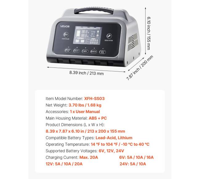 Protingas akumuliatoriaus įkroviklis su LCD ekranu6