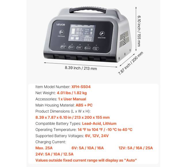 Išmanusis akumuliatoriaus įkroviklis, 25A, 6V 12V 24V6