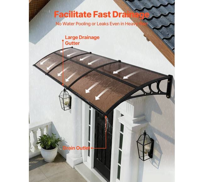 Lauko durų stogelis, 96 x 297 cm, apsauga nuo lietaus ir saulės1