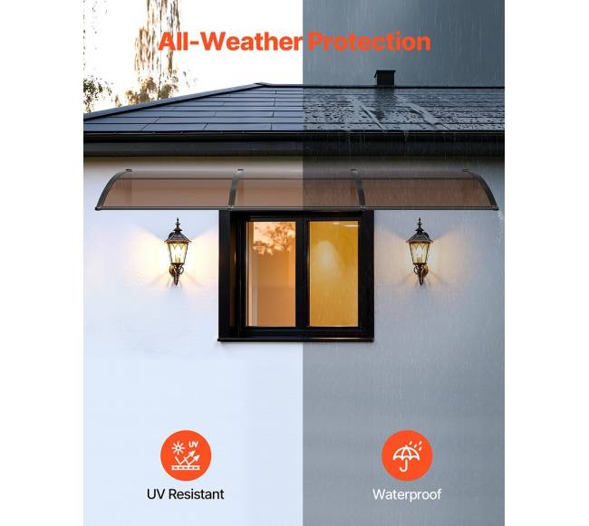 Lauko durų stogelis, 96 x 297 cm, apsauga nuo lietaus ir saulės2