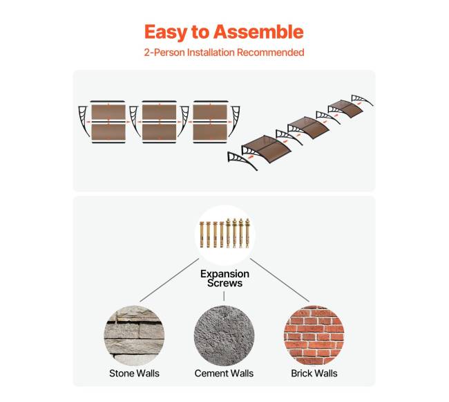 Lauko durų stogelis, 96 x 297 cm, apsauga nuo lietaus ir saulės4