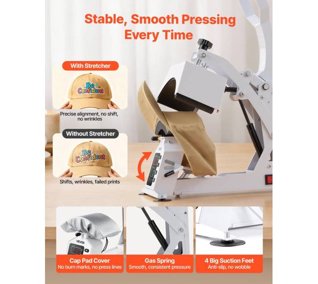 Kepurių šilumos spaudimo mašina su 4 keičiamomis platformomis4