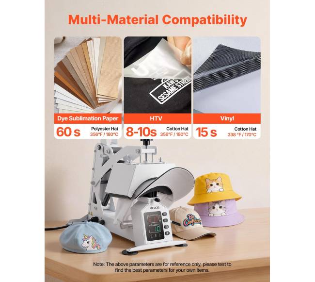 Kepurių šilumos spaudimo mašina su 4 keičiamomis platformomis5