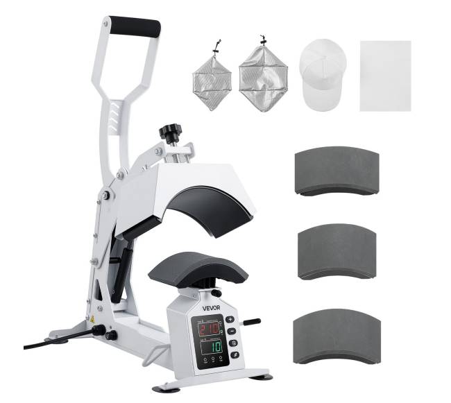 Kepurių šilumos spaudimo mašina su 4 keičiamomis platformomis8