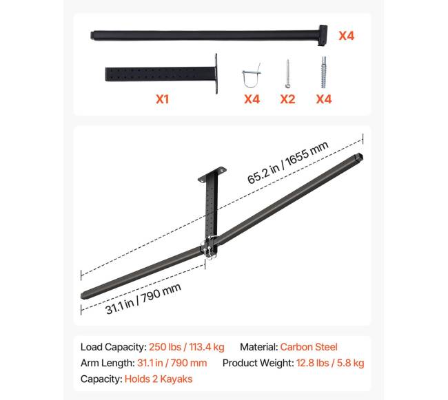 Pakabinamas dviejų baidarių laikiklis6
