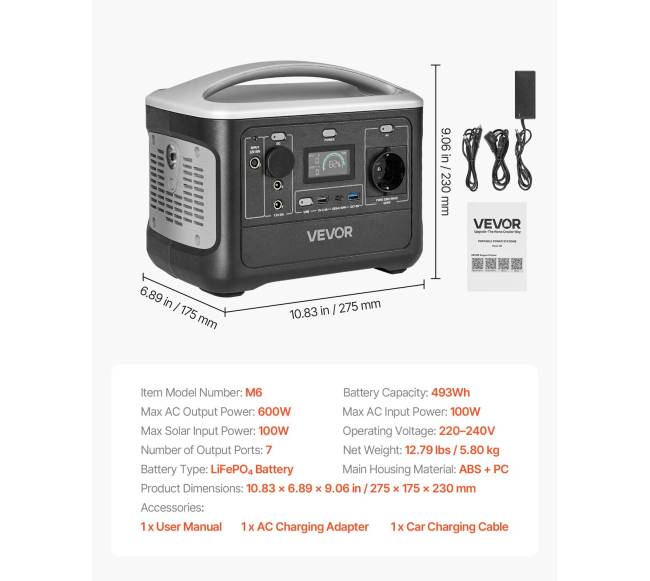 Nešiojama 600W elektros stotis su LiFePO4 akumuliatoriumi6