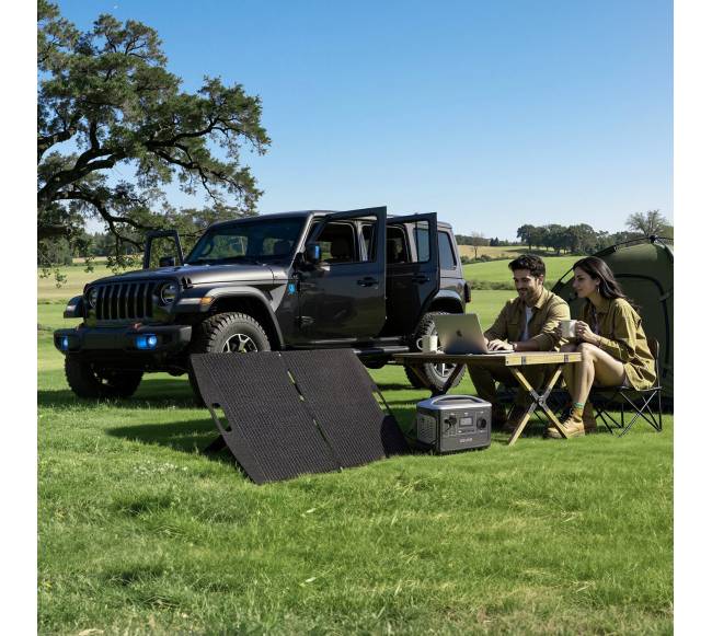 Nešiojama saulės įkrovimo stotelė su 100W saulės panele7