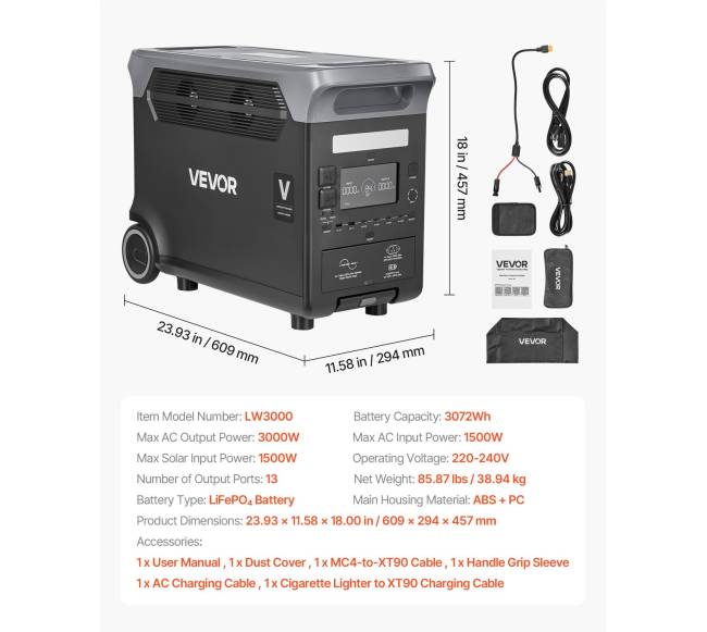 Nešiojama galios stotis, 3000W saulės generatorius6