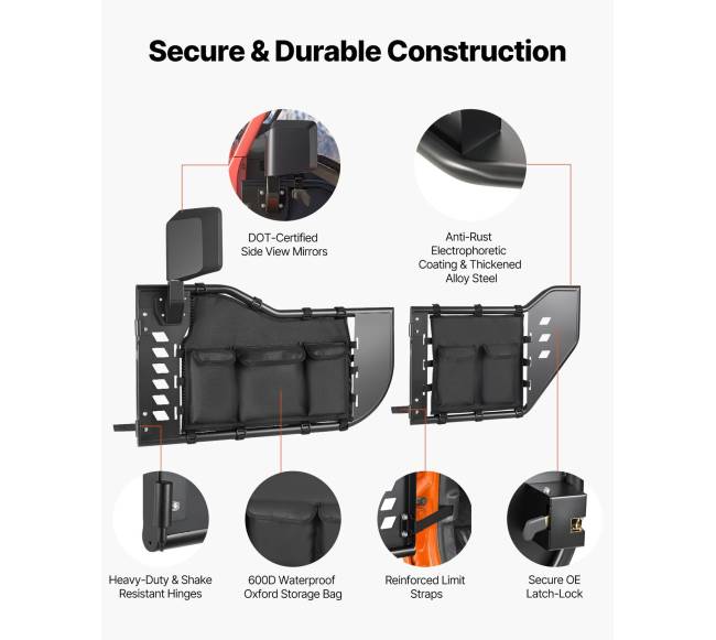 Jeep Wrangler ir Gladiator plieninės durys4